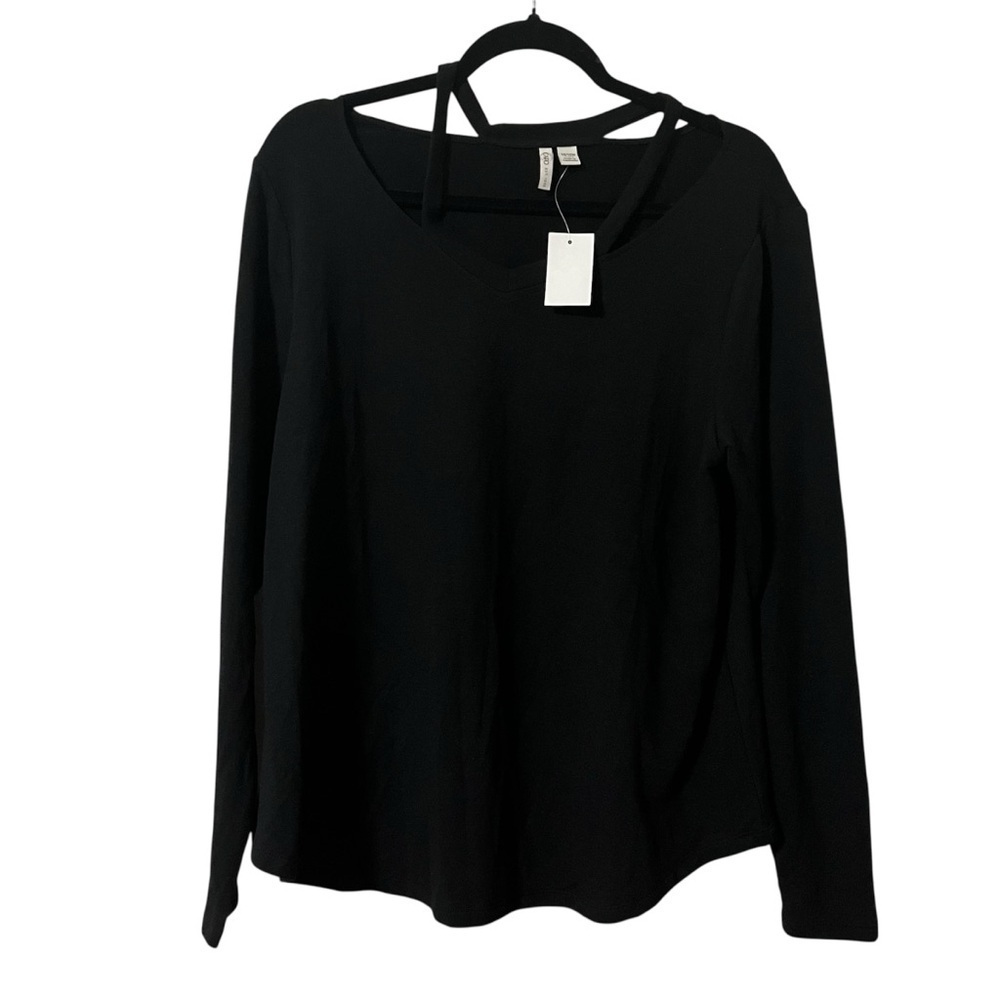 NWT Cato BlackCut Out Long Sleeve Sweater Blouse Size 14/16 Relaxed Fit Casual
